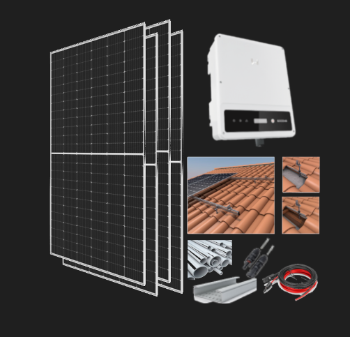 Kit solar de autoconsumo 4 paneles con vertido de excedentes (Pot. 1,82 kWp)